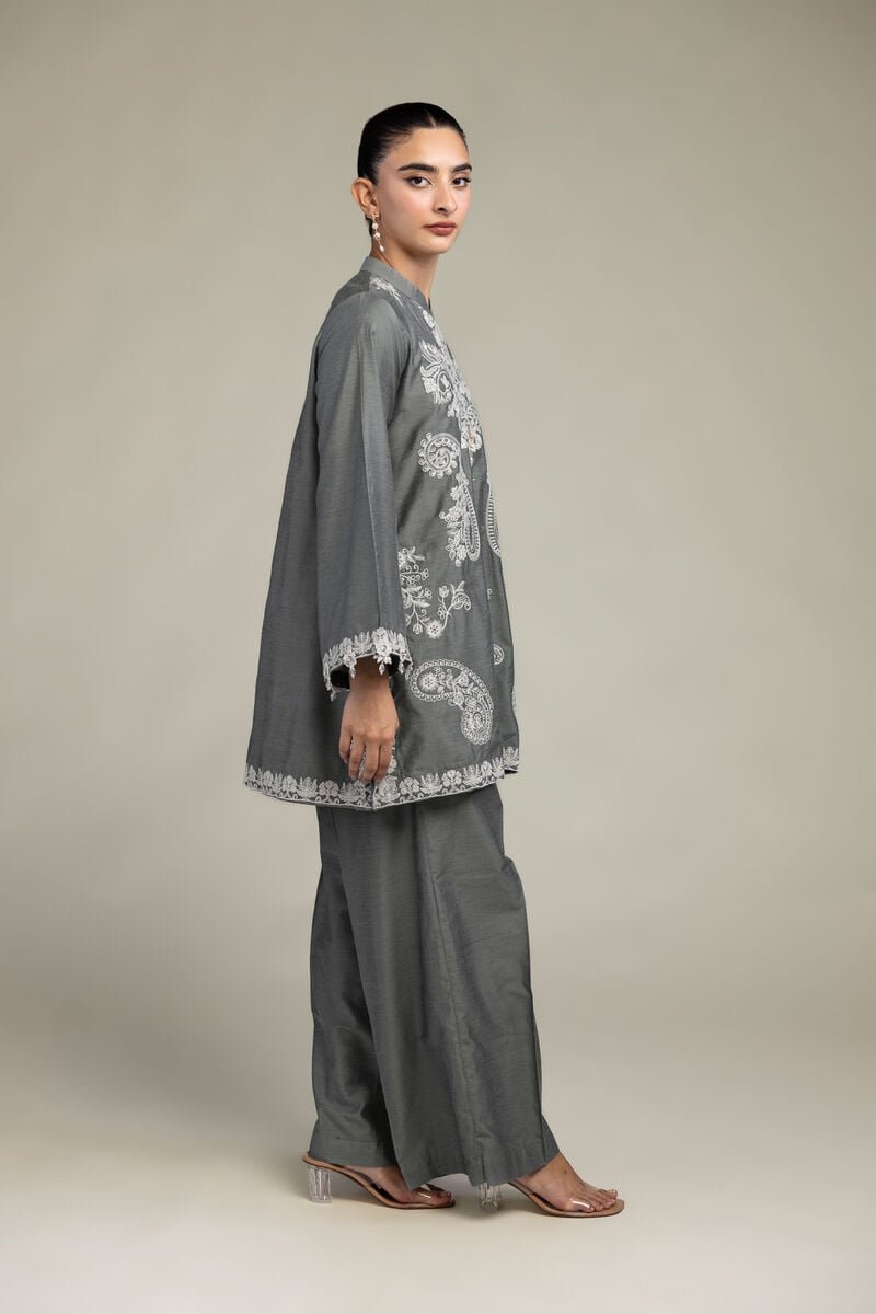 Gray Solid Pants