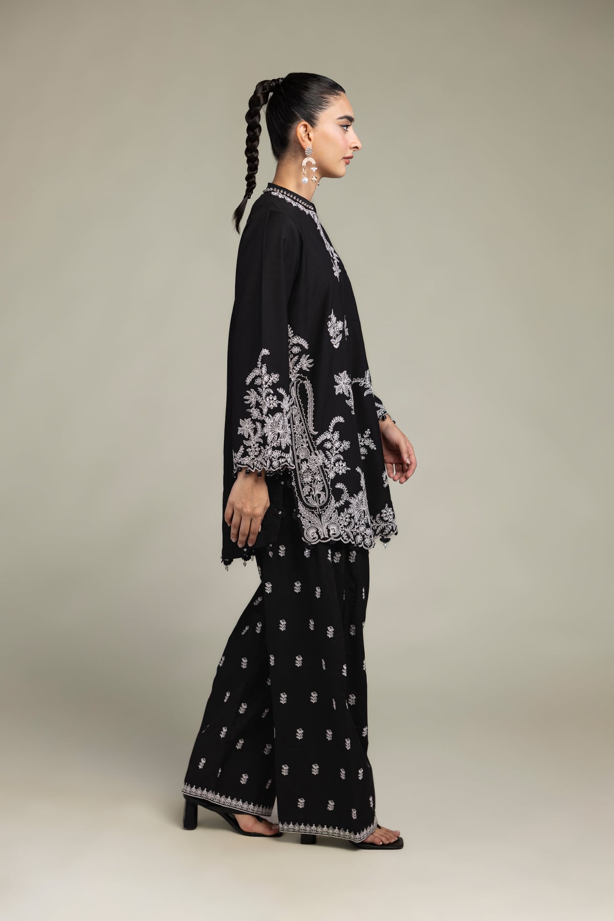 Floral Black Shalwar
