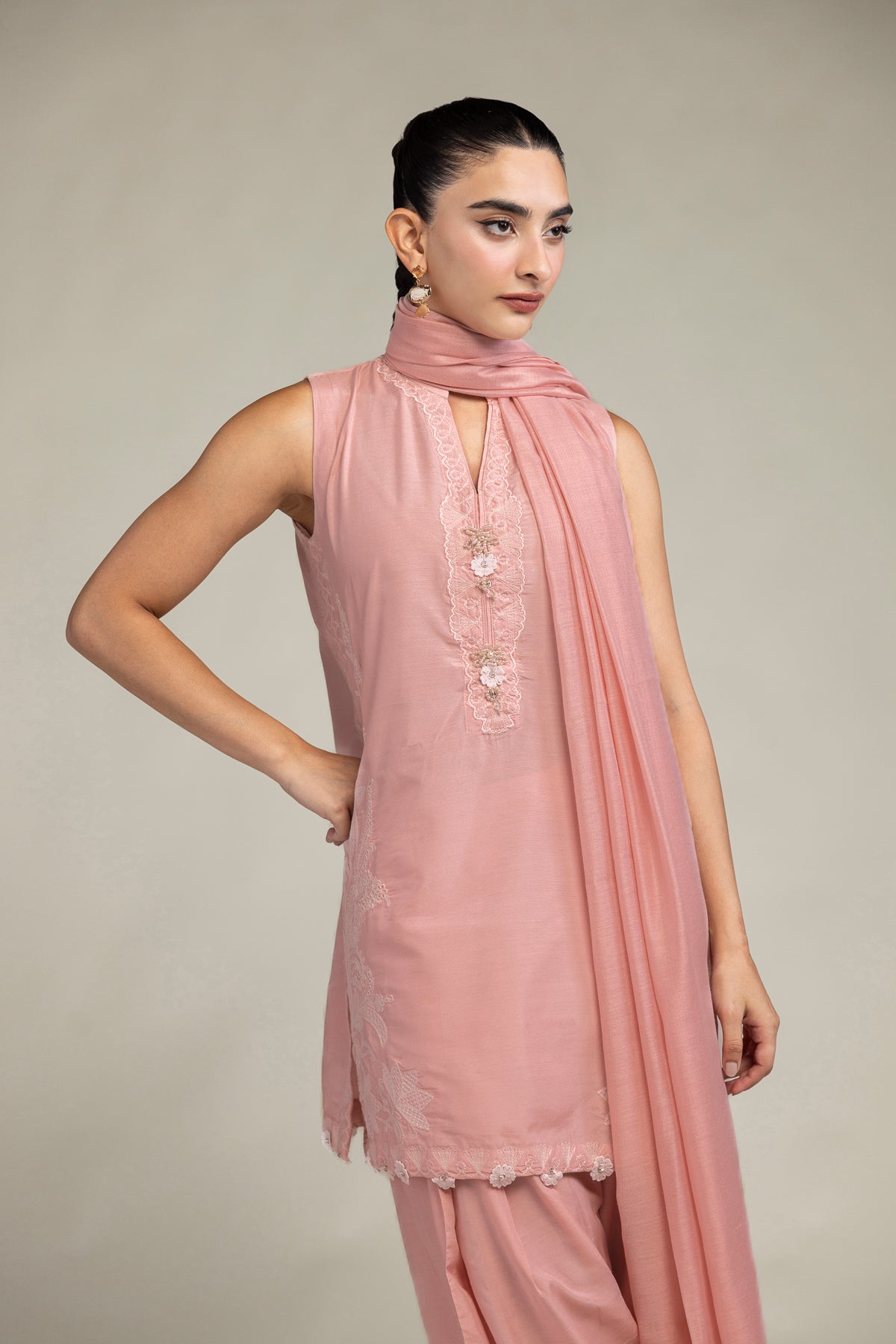 Floral Pink Dupatta
