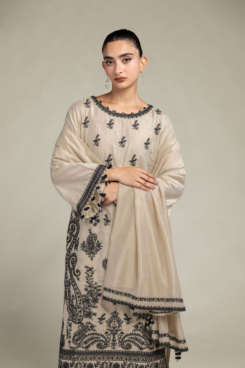 Floral Beige Dupatta
