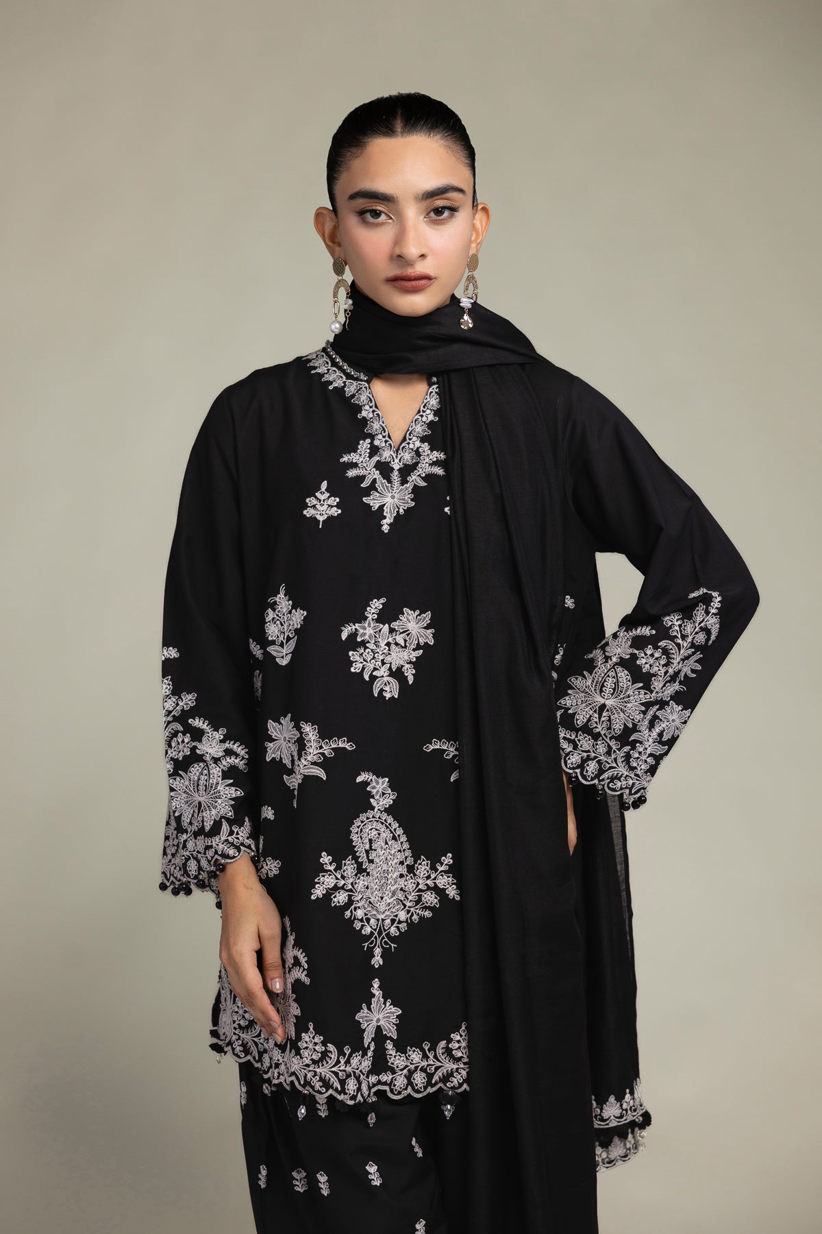 Cotton Black Dupatta