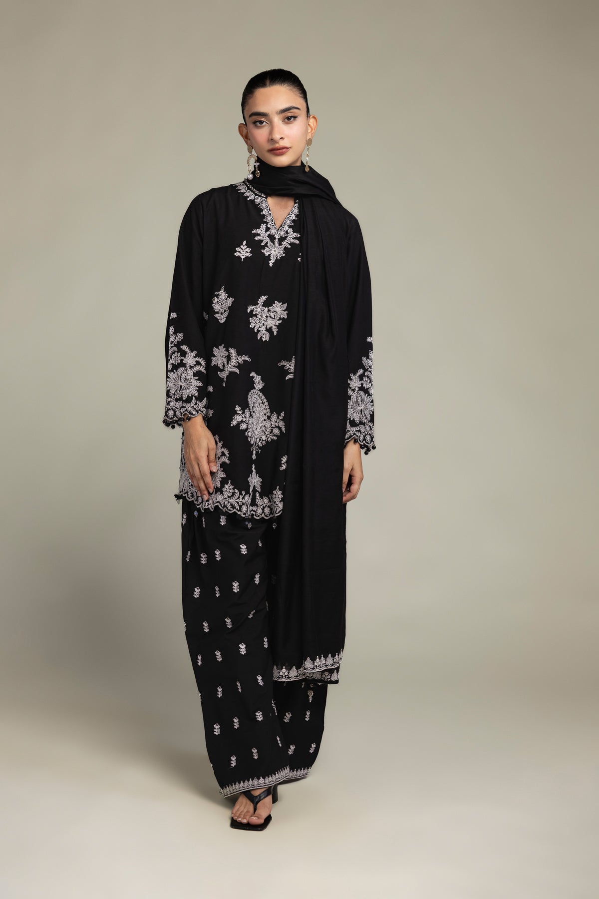 Cotton Black Dupatta