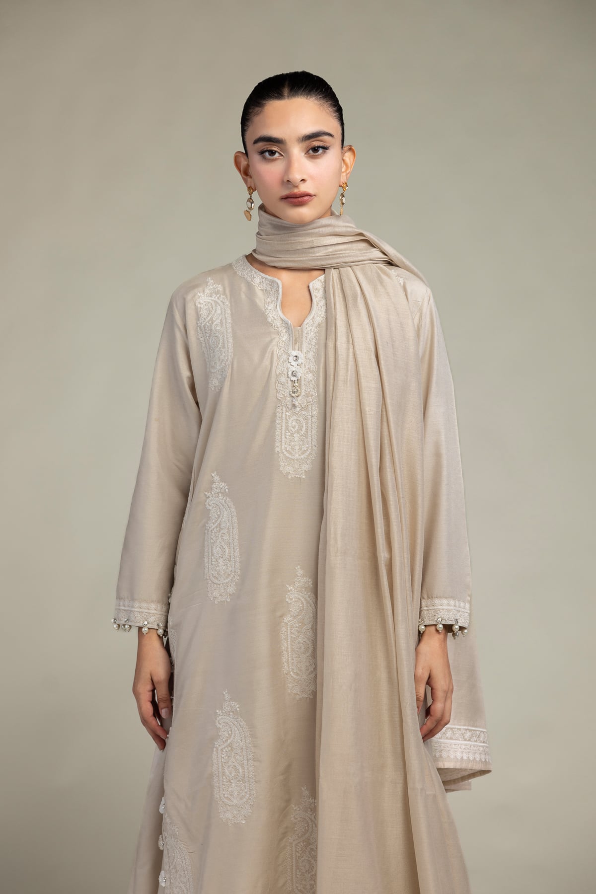 Paisley Beige Dupatta