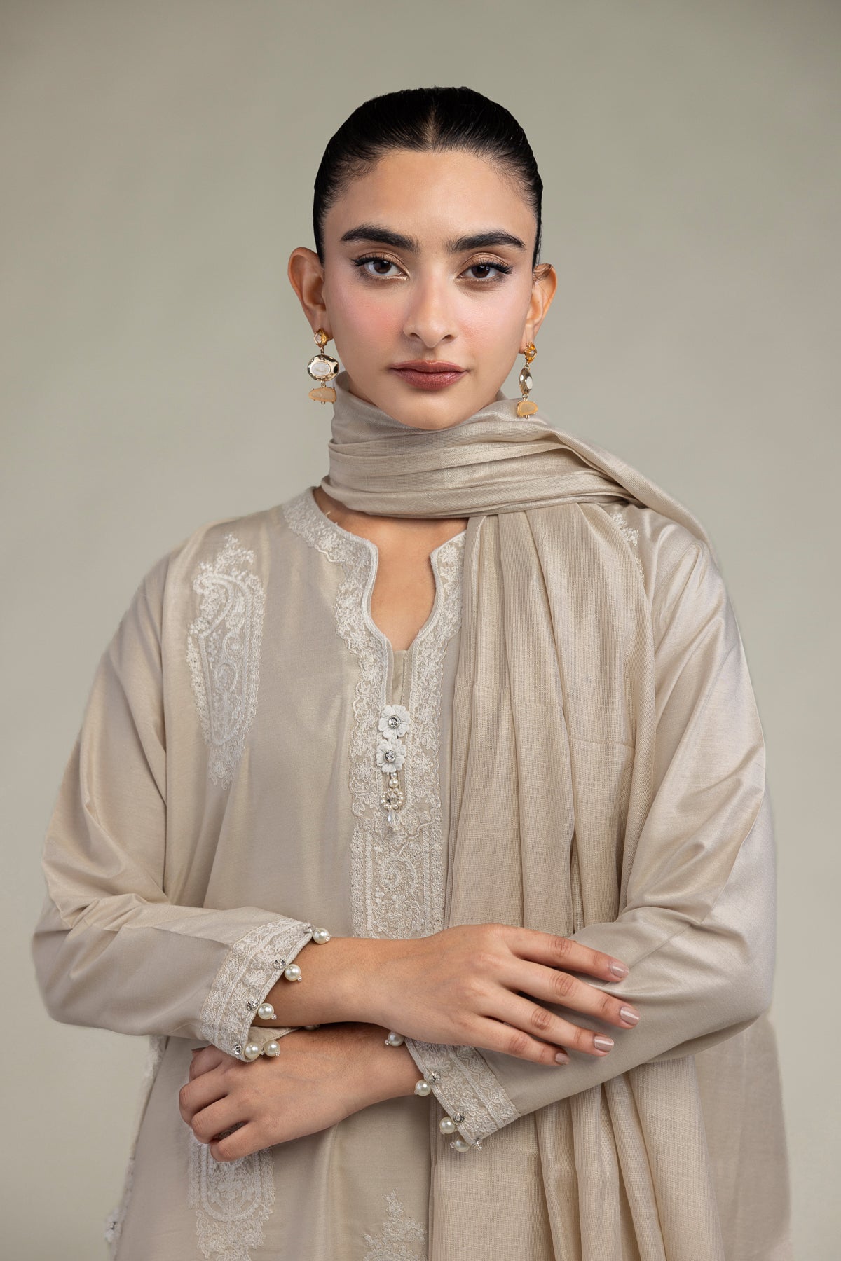 Paisley Beige Dupatta