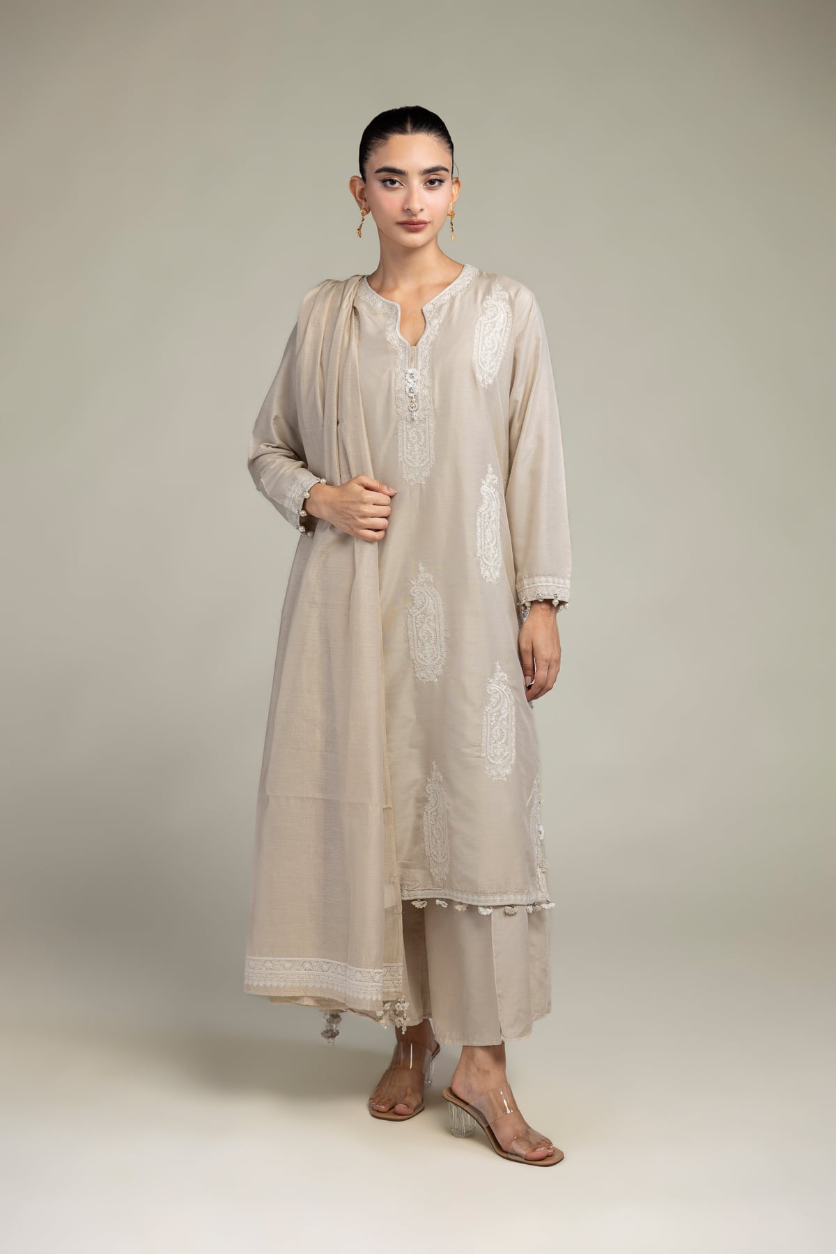 Paisley Beige Dupatta