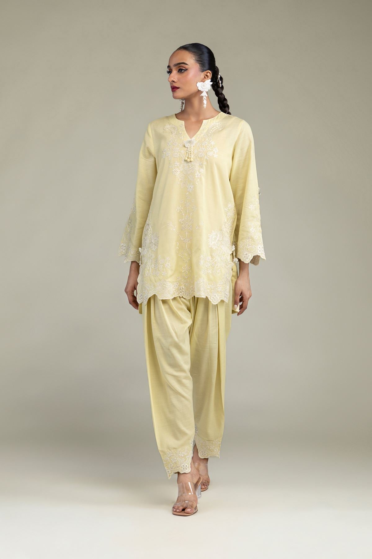 Silk V-Neck Kurta