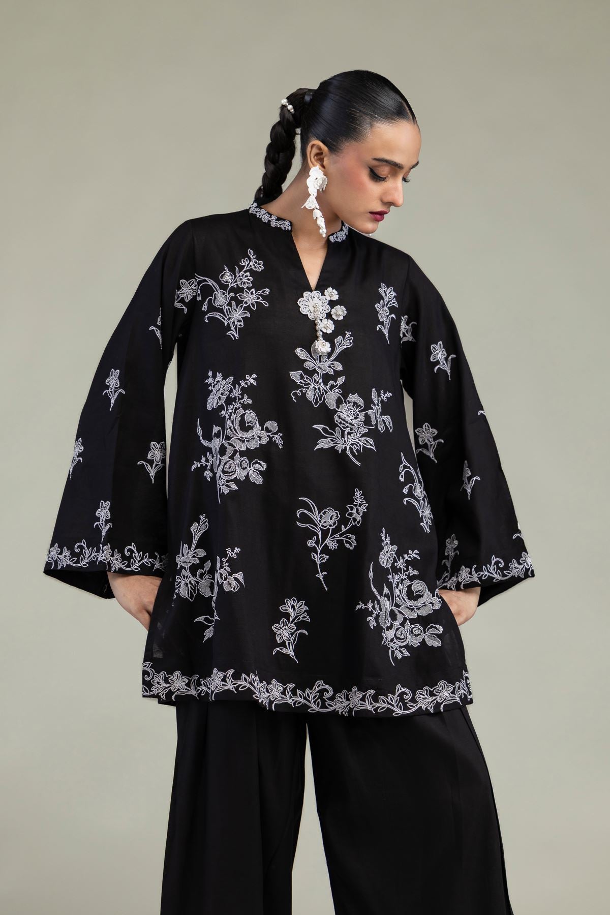 Black Silk Kurta