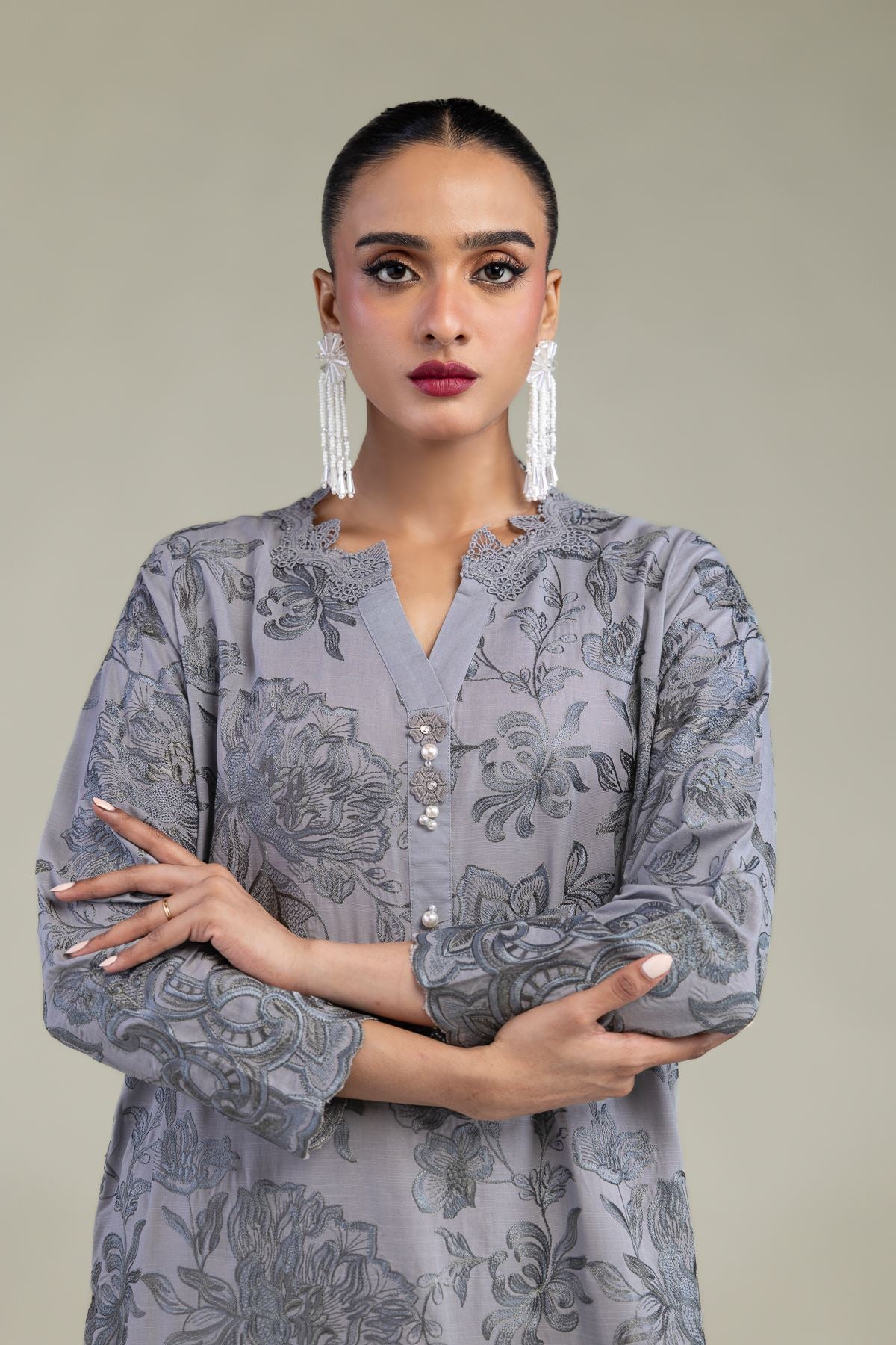 Floral Silk Kurta