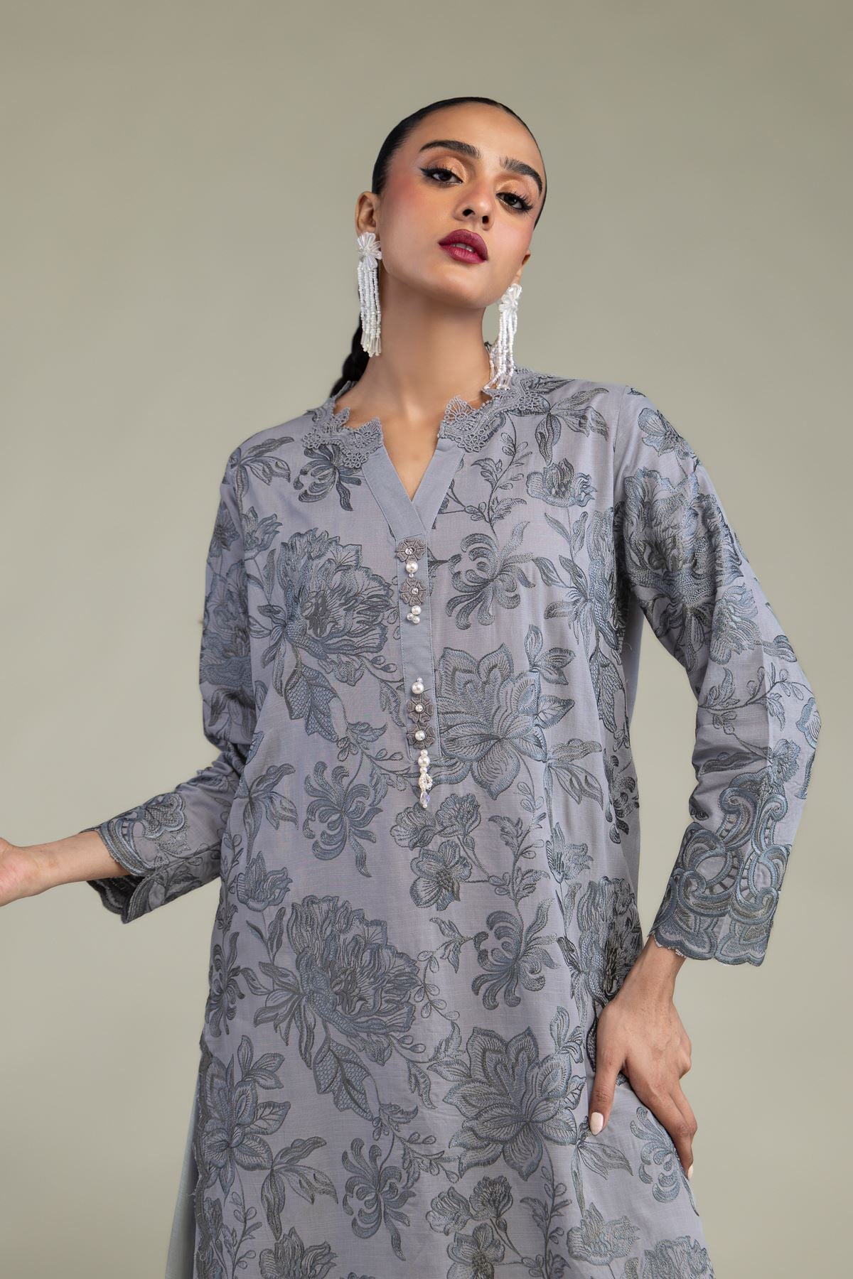 Floral Silk Kurta