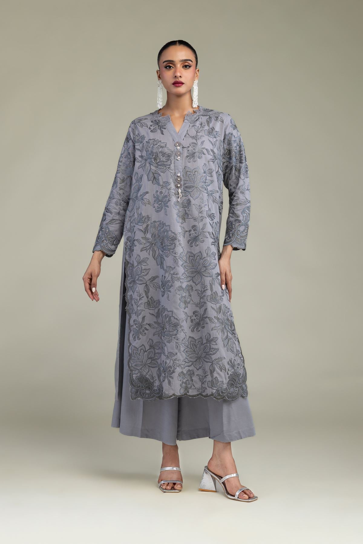 Floral Silk Kurta