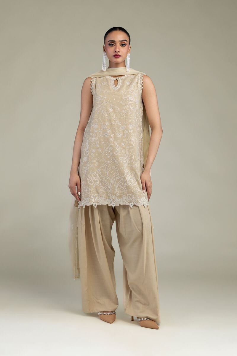 Beige Solid Shalwar