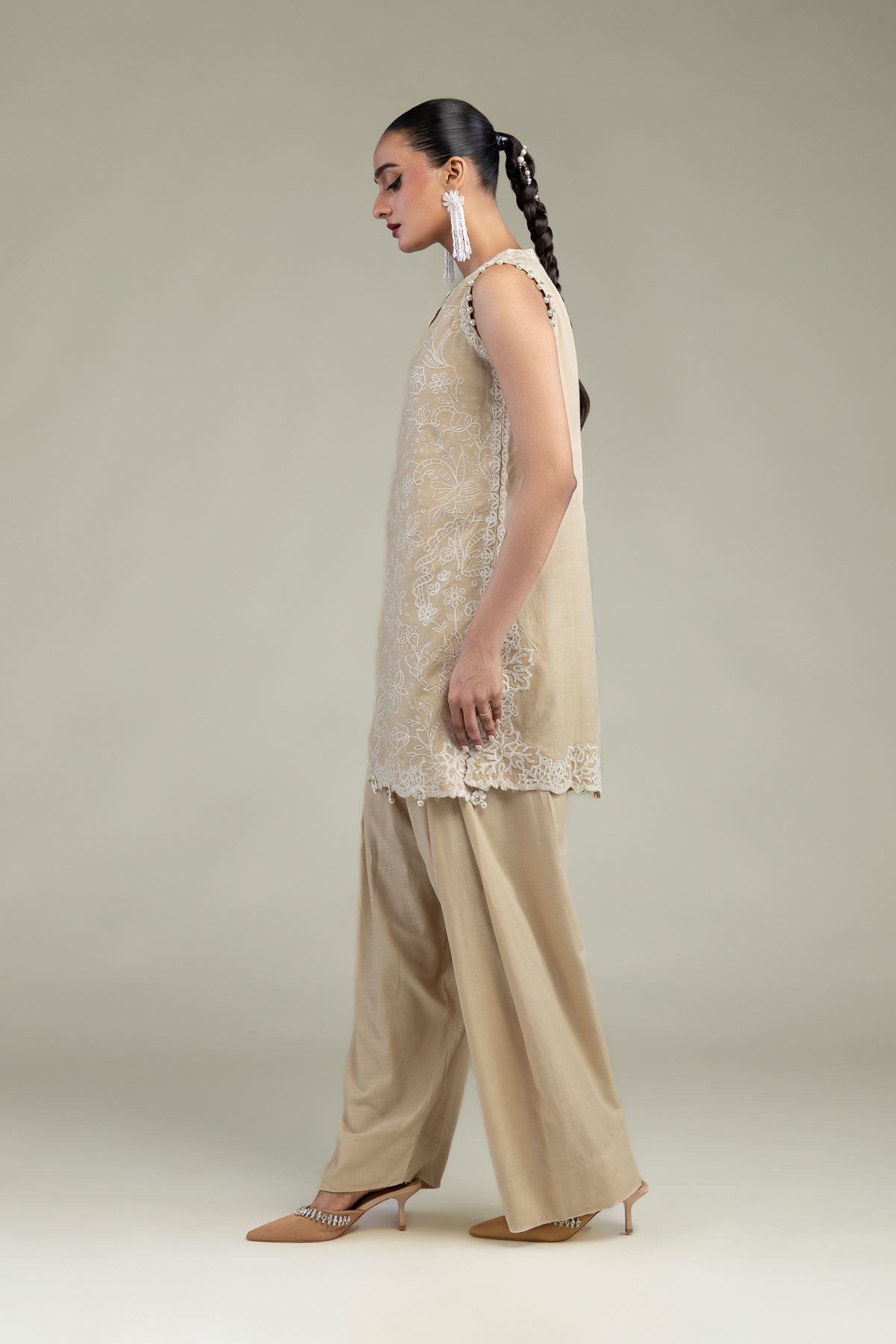 Beige Solid Shalwar