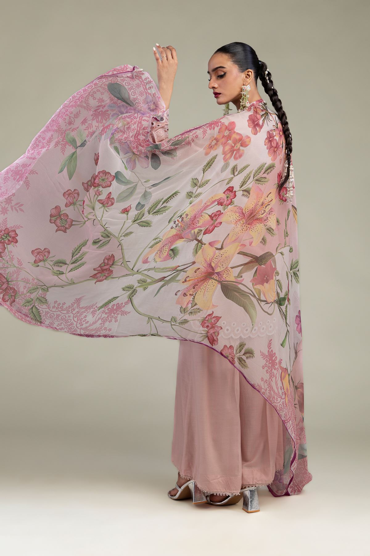 Floral Pink Dupatta