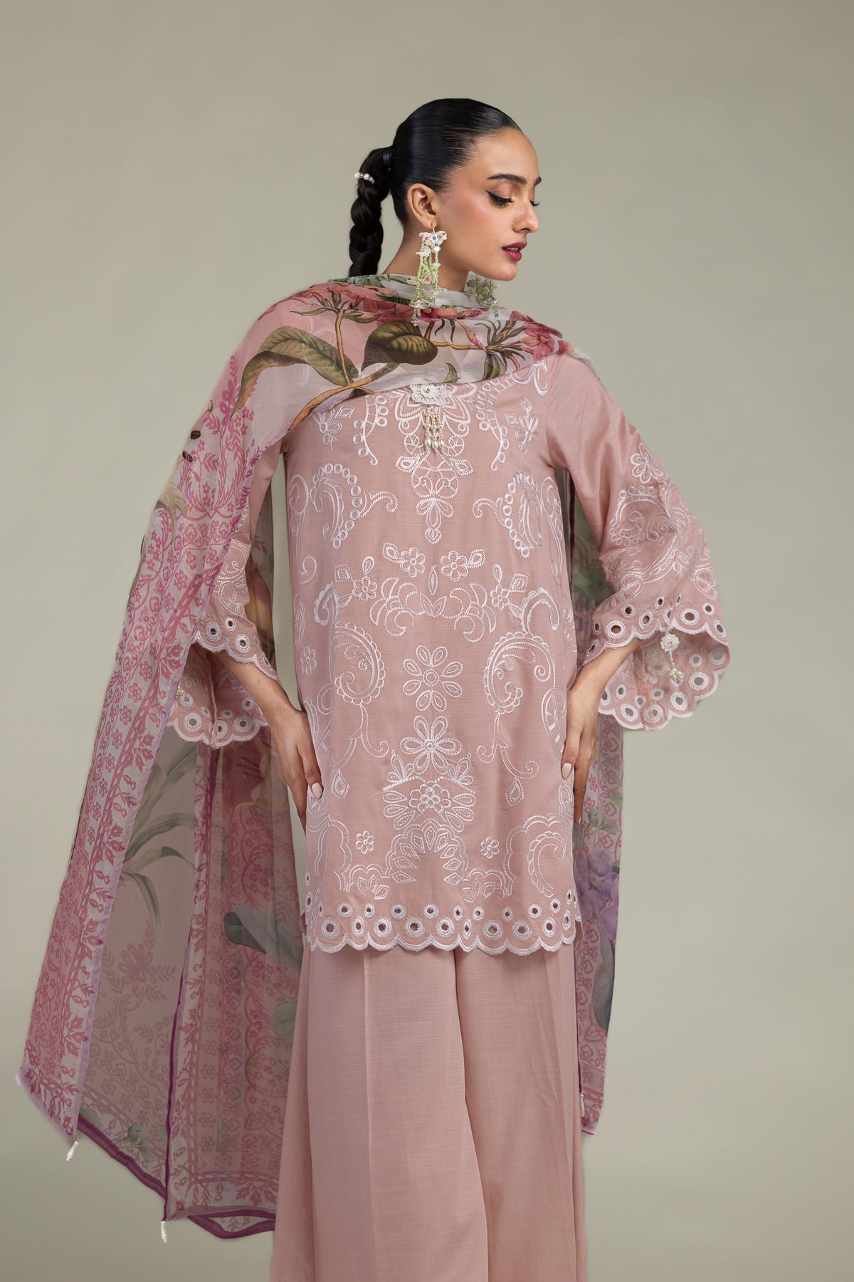 Floral Pink Dupatta