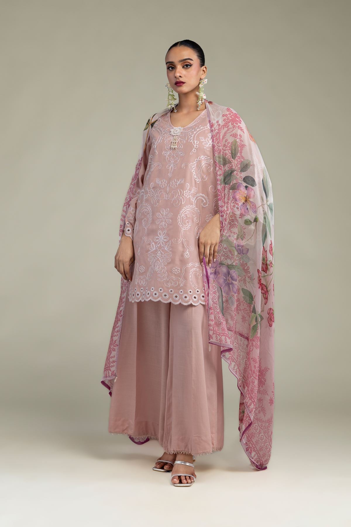 Floral Pink Dupatta
