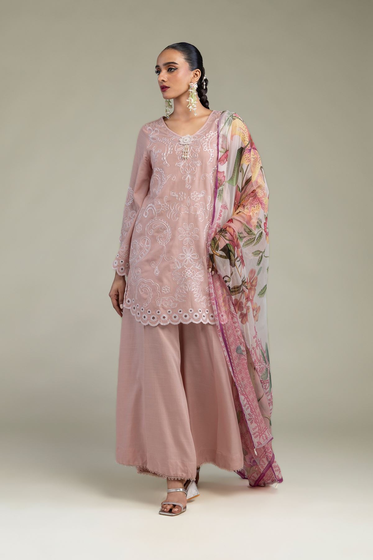 Floral Pink Dupatta