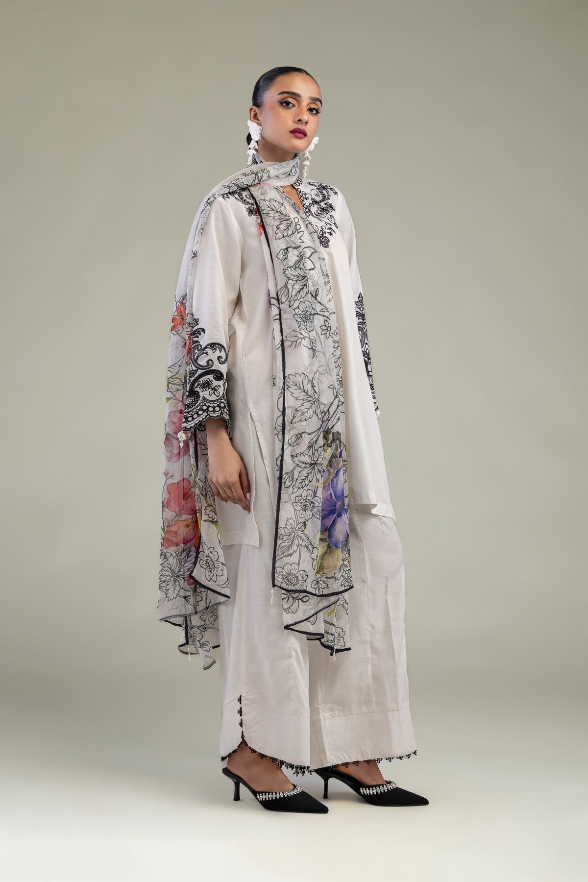 Floral Chiffon Dupatta