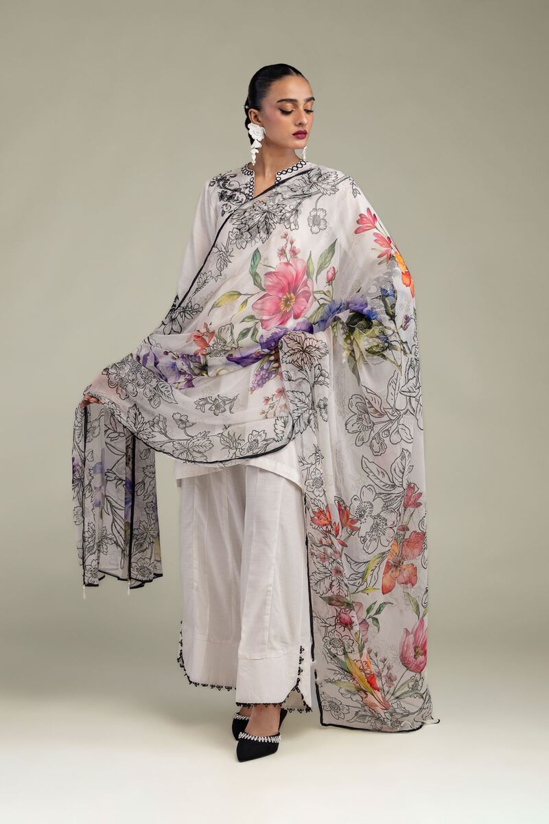 Floral Chiffon Dupatta