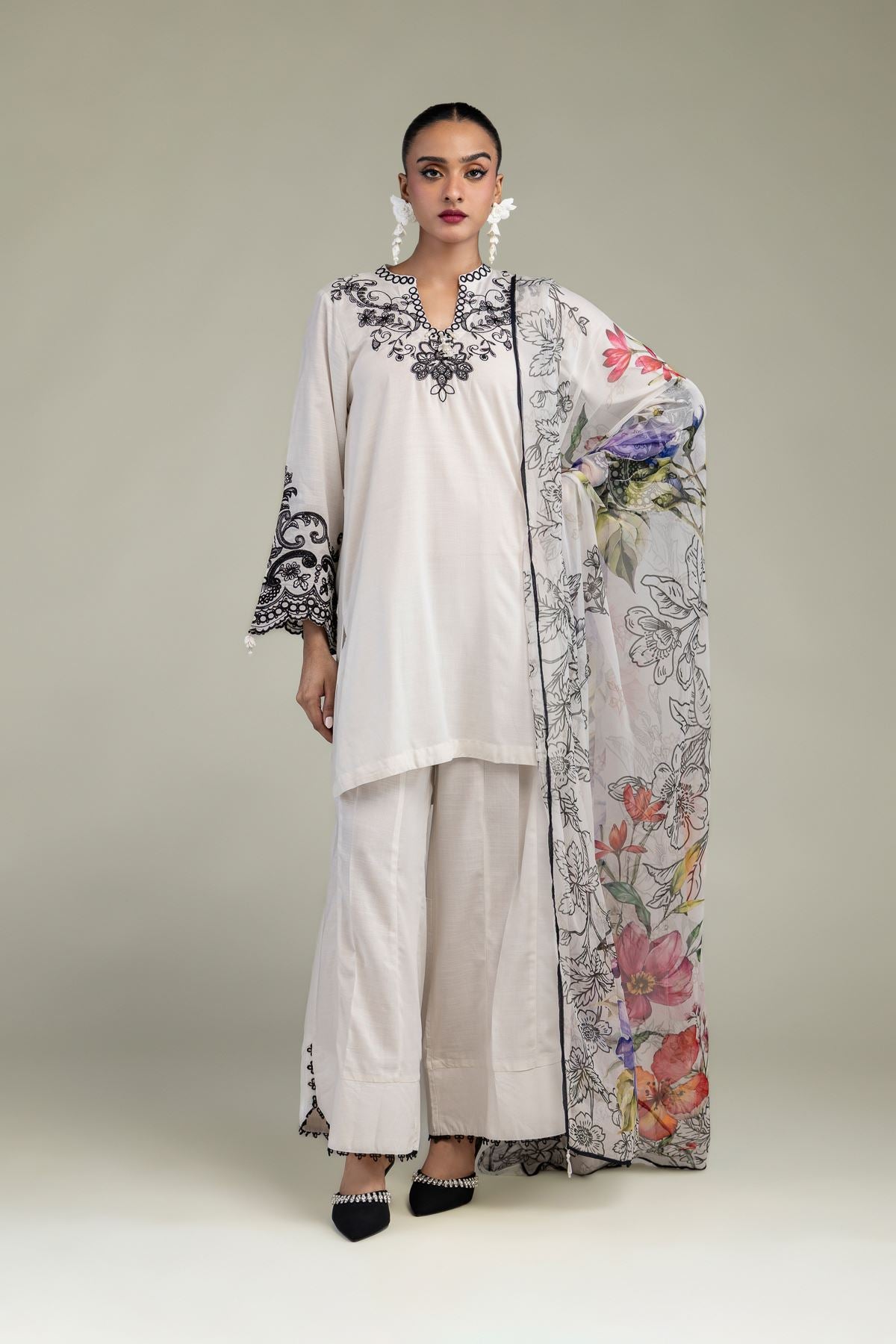 Floral Chiffon Dupatta