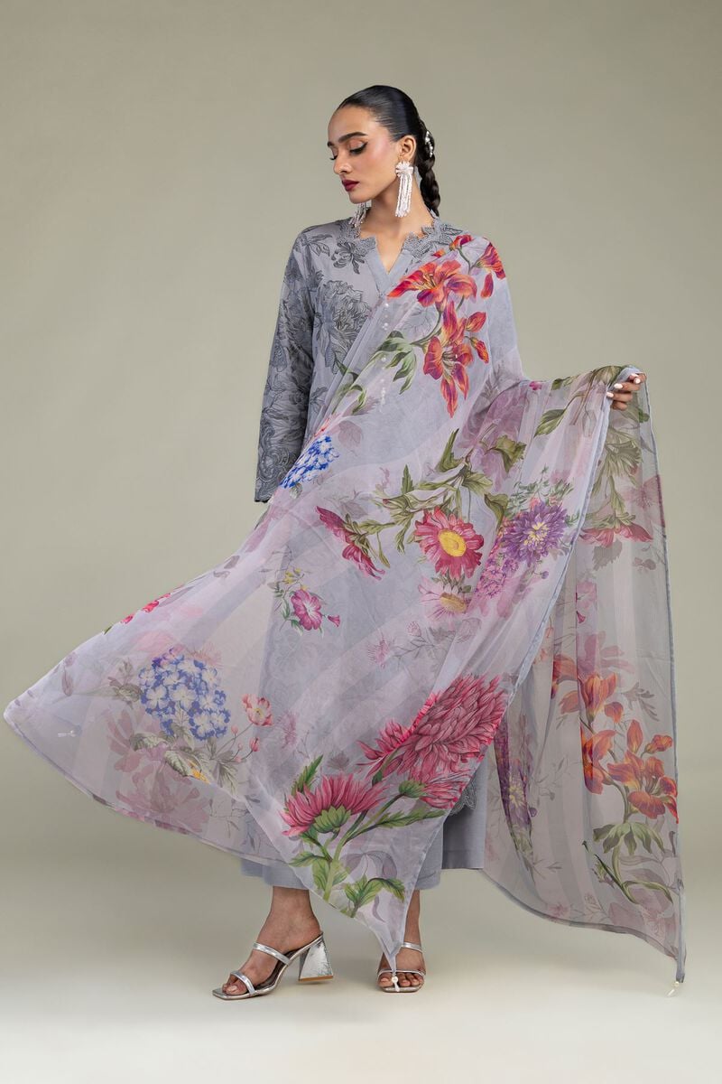 Floral Chiffon Dupatta
