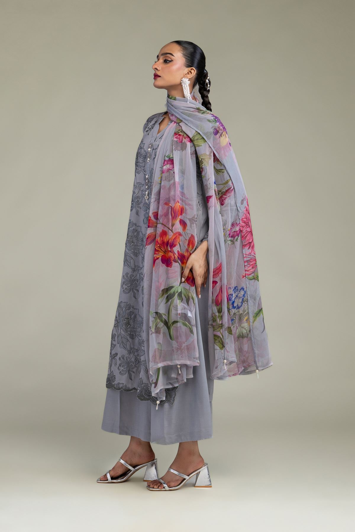 Floral Chiffon Dupatta