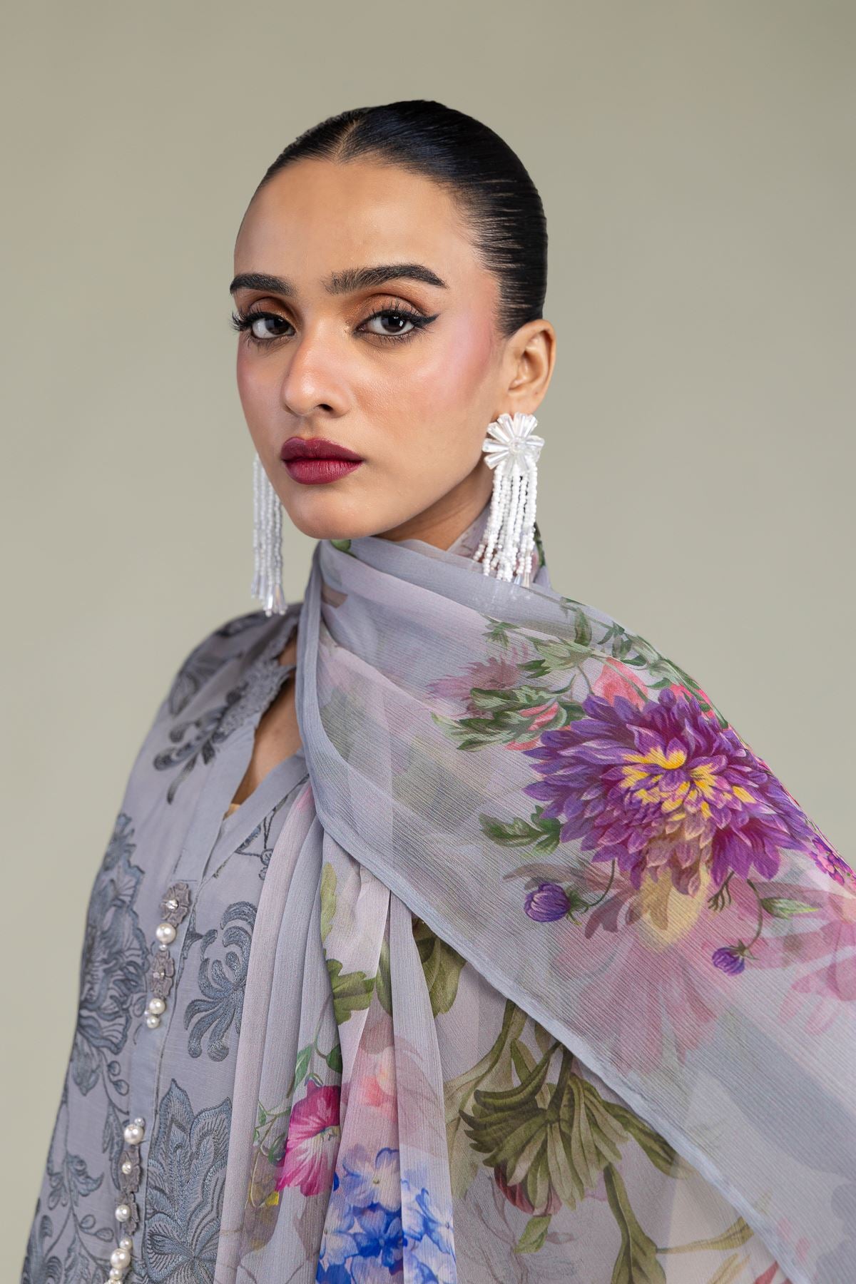 Floral Chiffon Dupatta