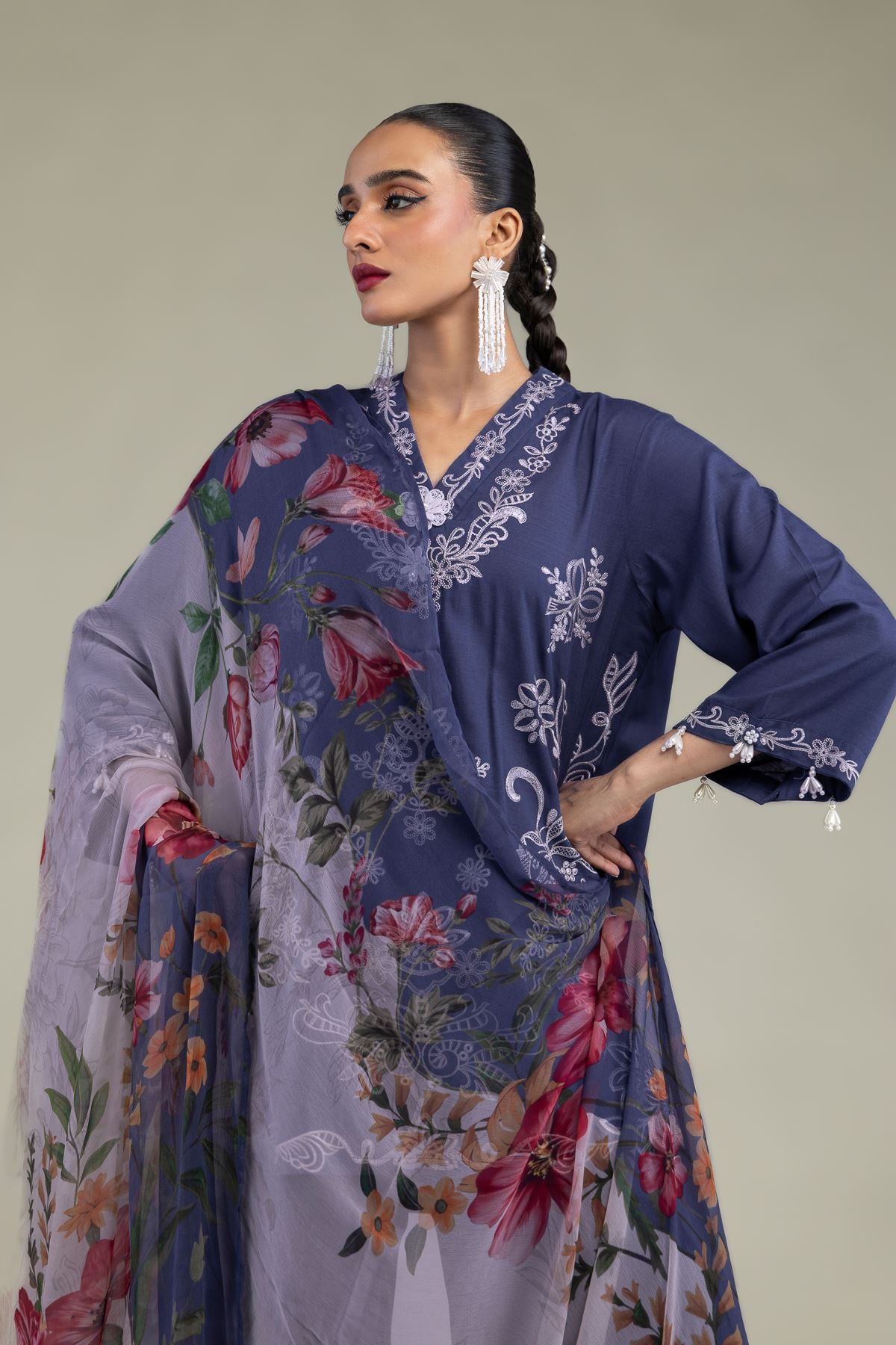 Floral Chiffon Dupatta