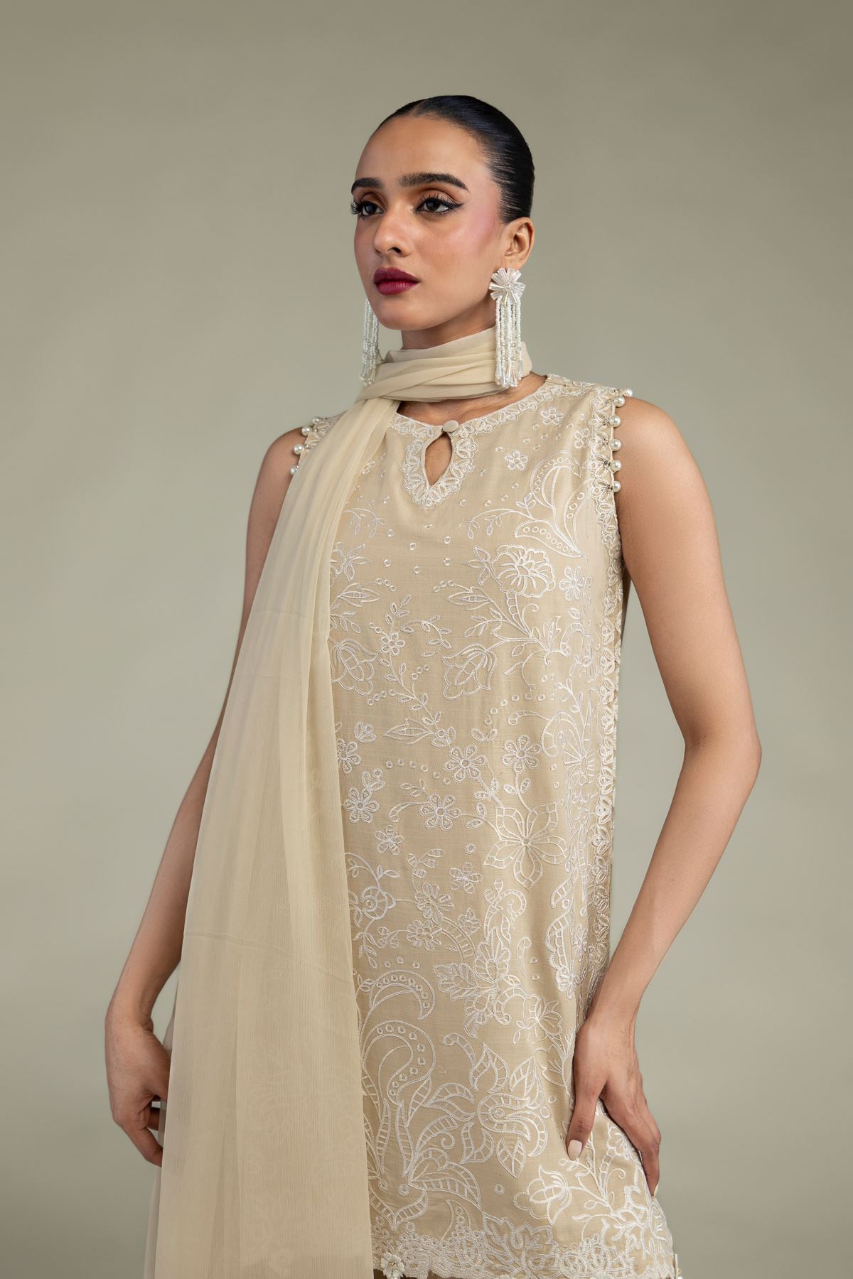 Beige Chiffon Dupatta