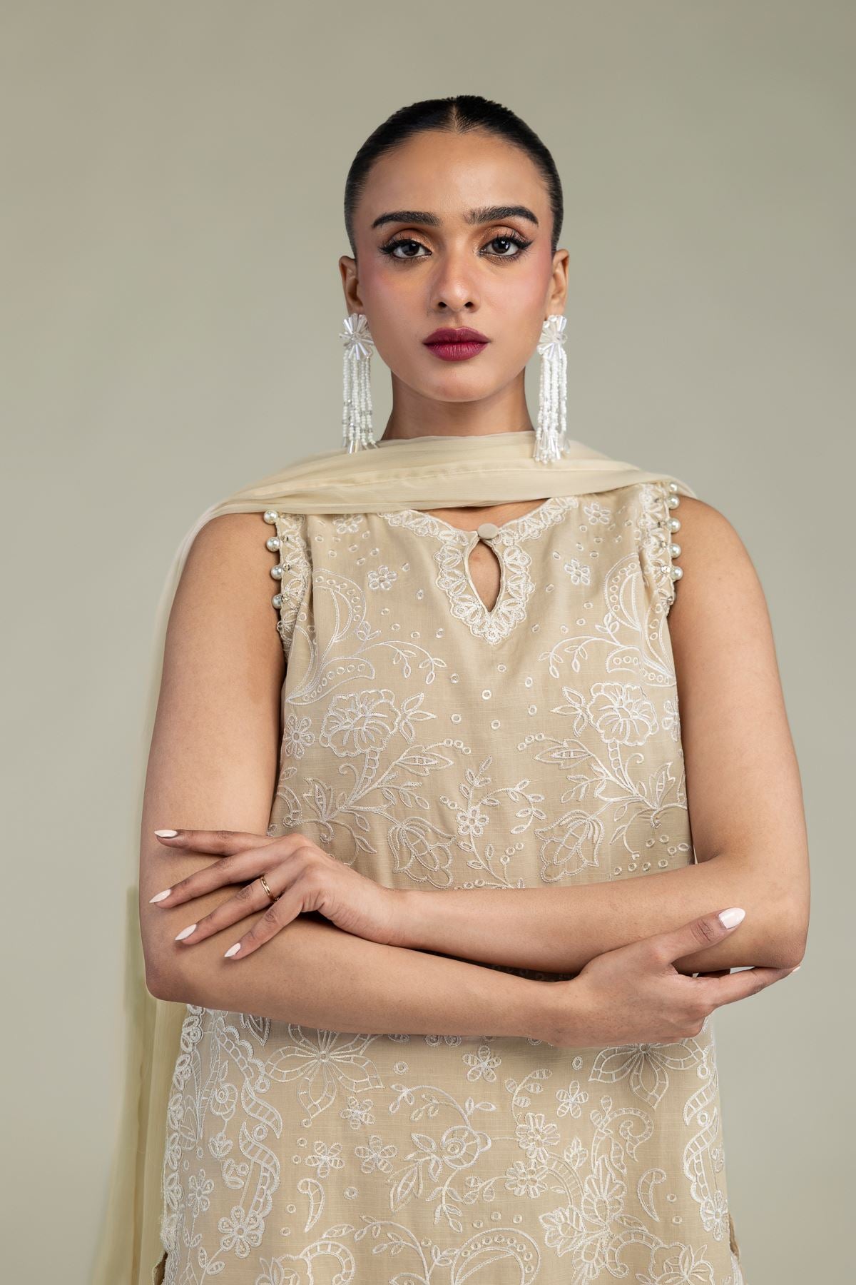 Beige Chiffon Dupatta