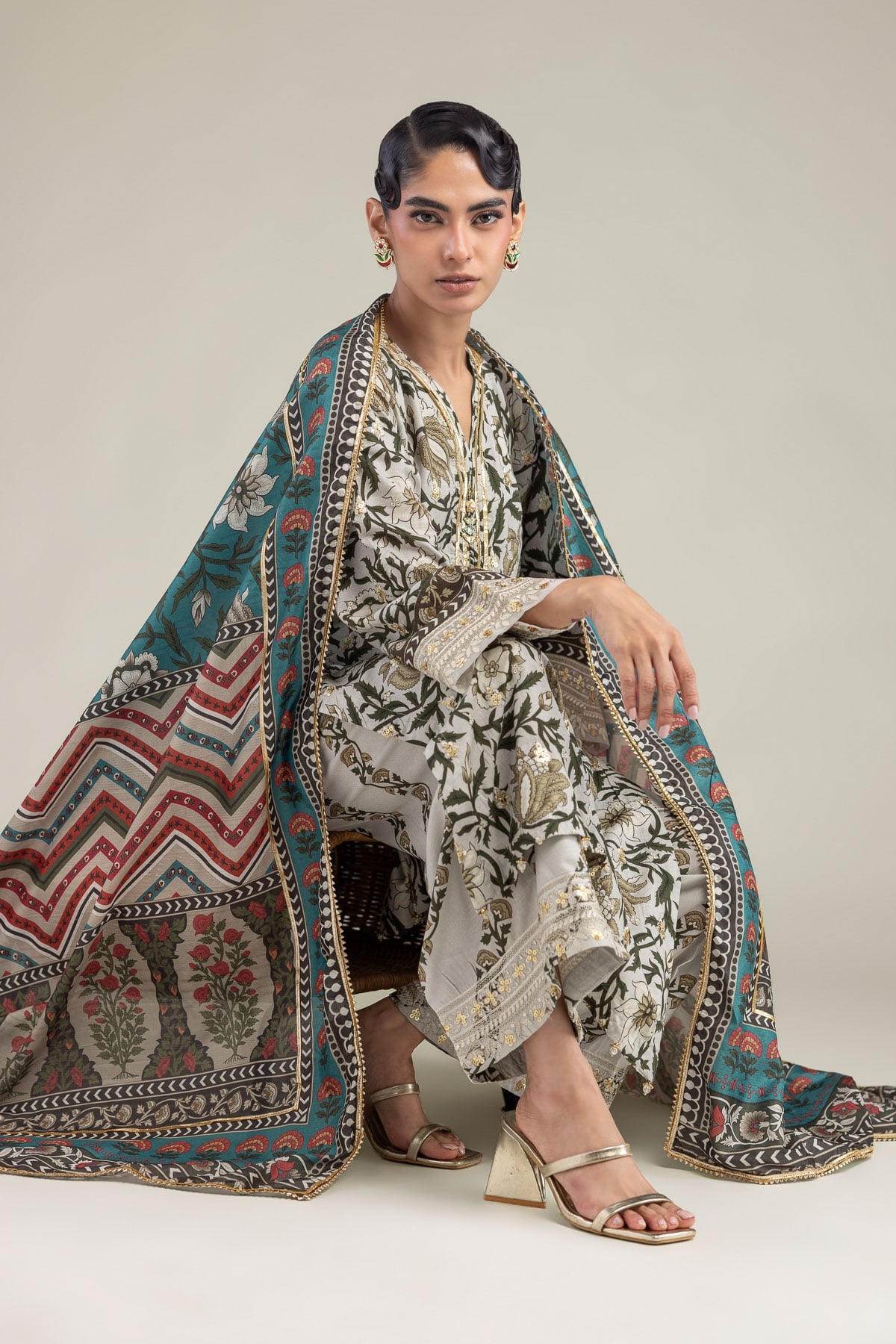 Floral Silk Kurta