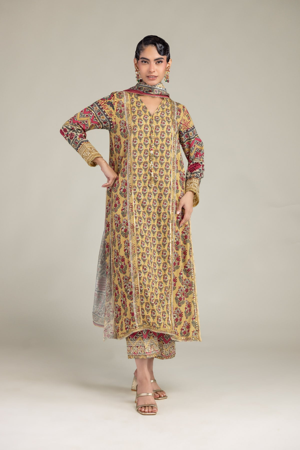 Floral Silk Kurta