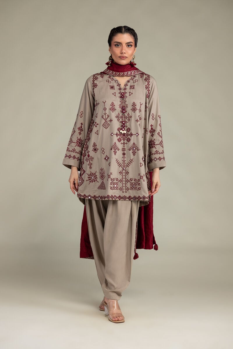 Beige Silk Shalwar