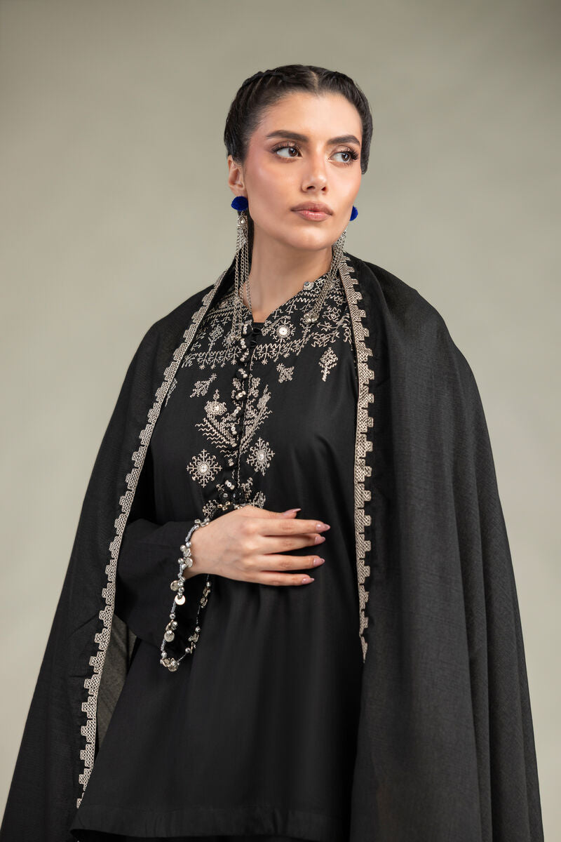 Black Silk Dupatta