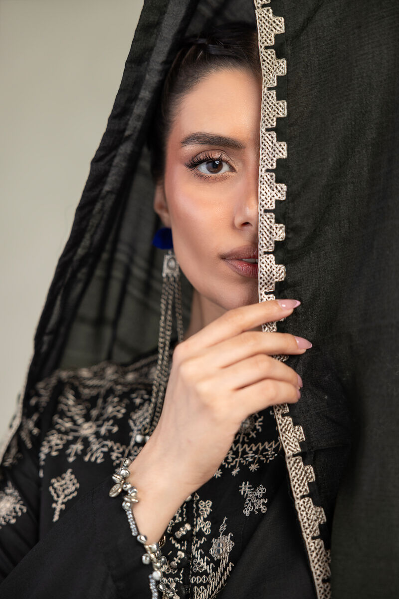 Black Silk Dupatta