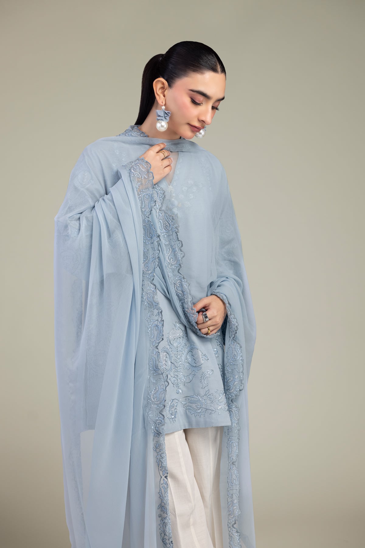 Blue Chiffon Dupatta