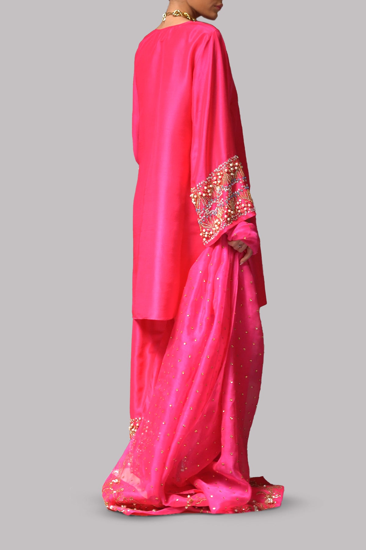 Beetroot Purple Embellished Raw Silk Set