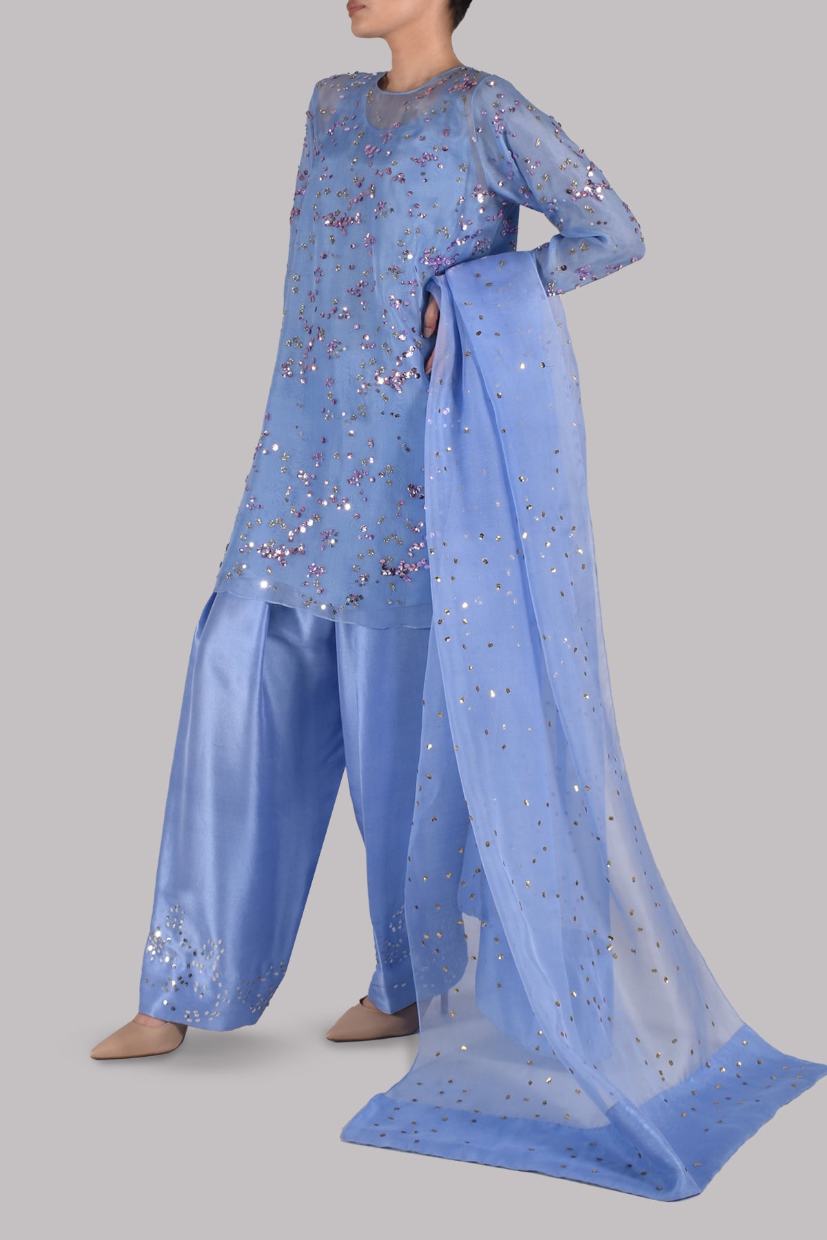 Forever Blue Embellished Organza Set