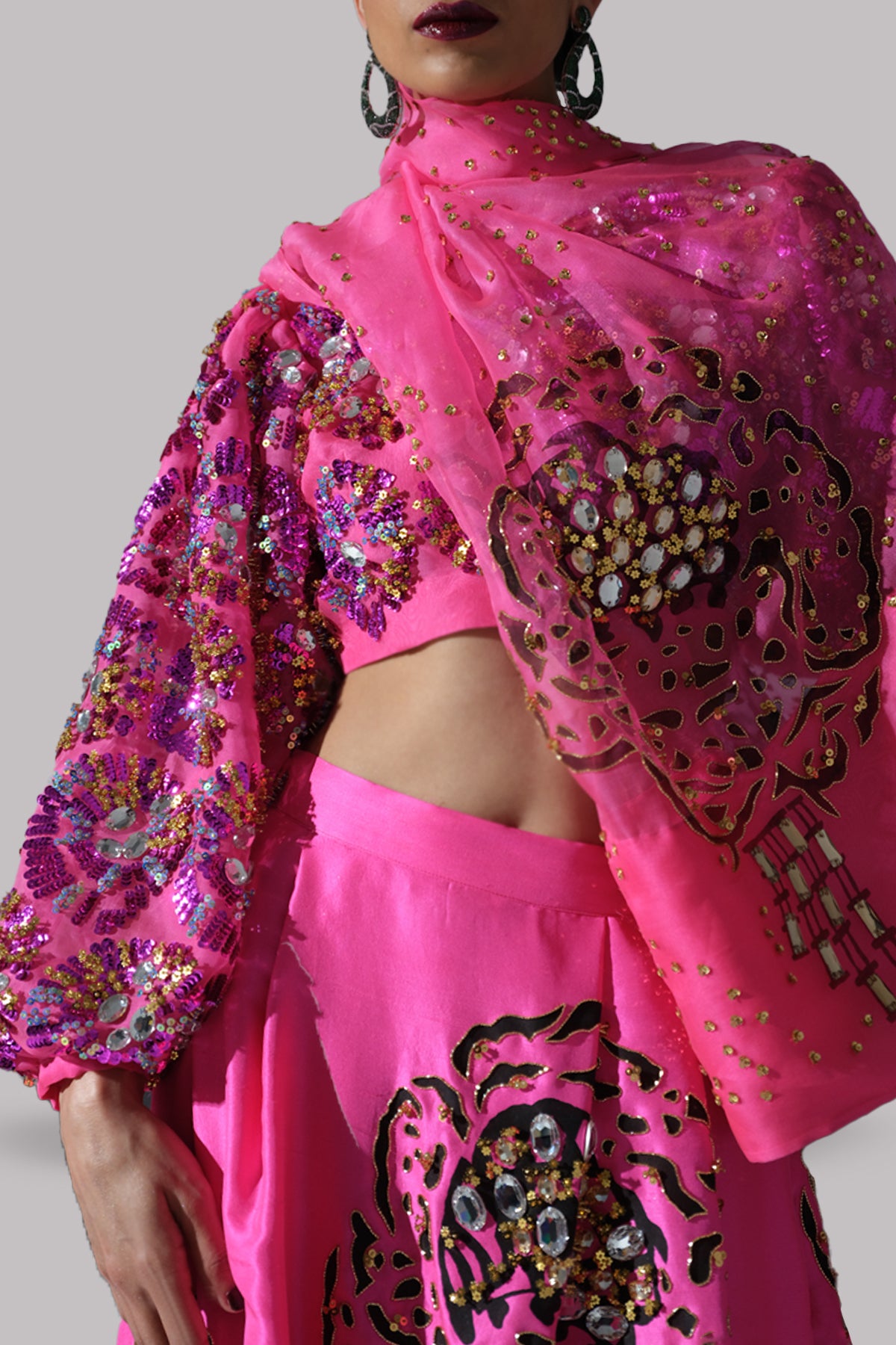 Fandango Pink Embellished Skirt Set