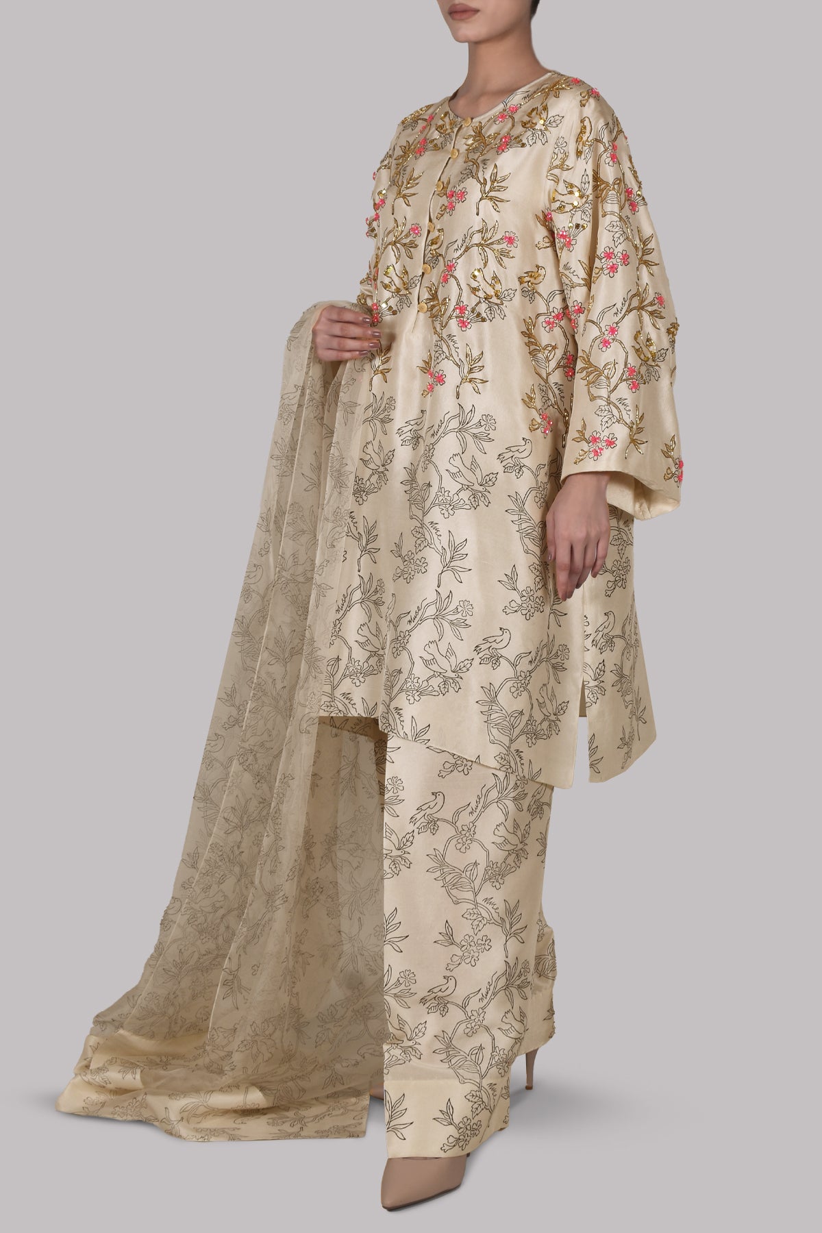 Rugby Tan Embellished Block Printed Set