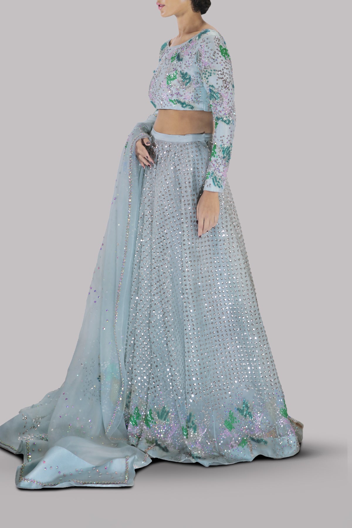 Aquamarine Embellished Lehenga Choli Set