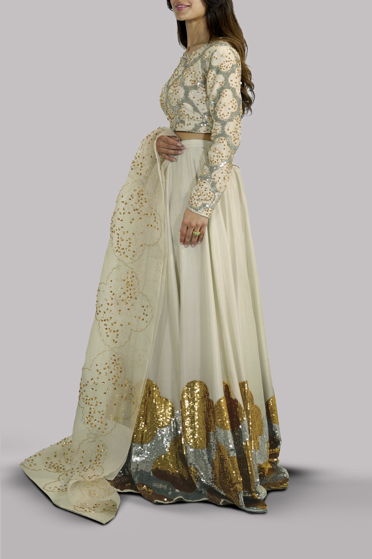 Egret Embellished Lehenga Choli Set