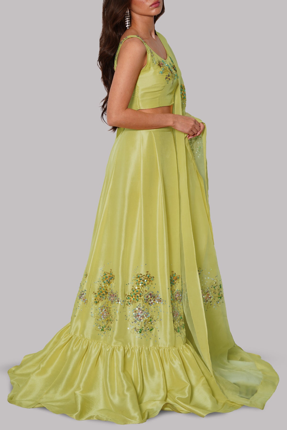 Illuminating Yellow Embellished Skirt Set