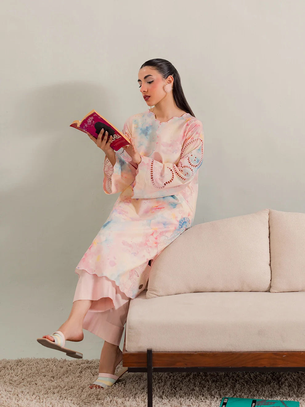 Peach - 3Pc Printkari Suit