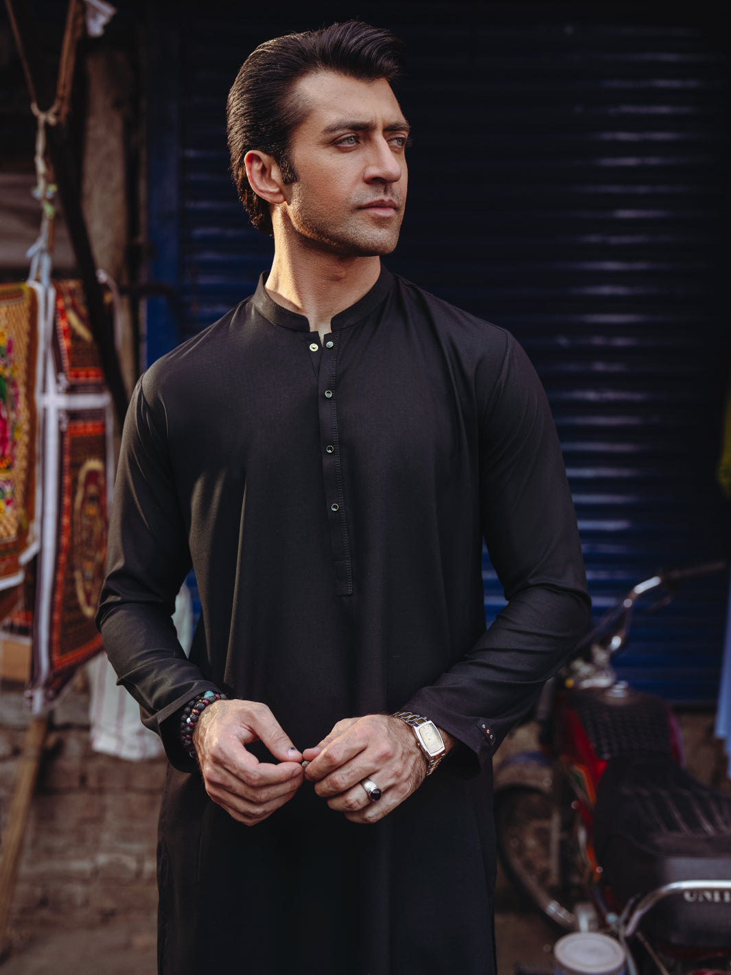 Black Blended Kurta - ALET-K-2004