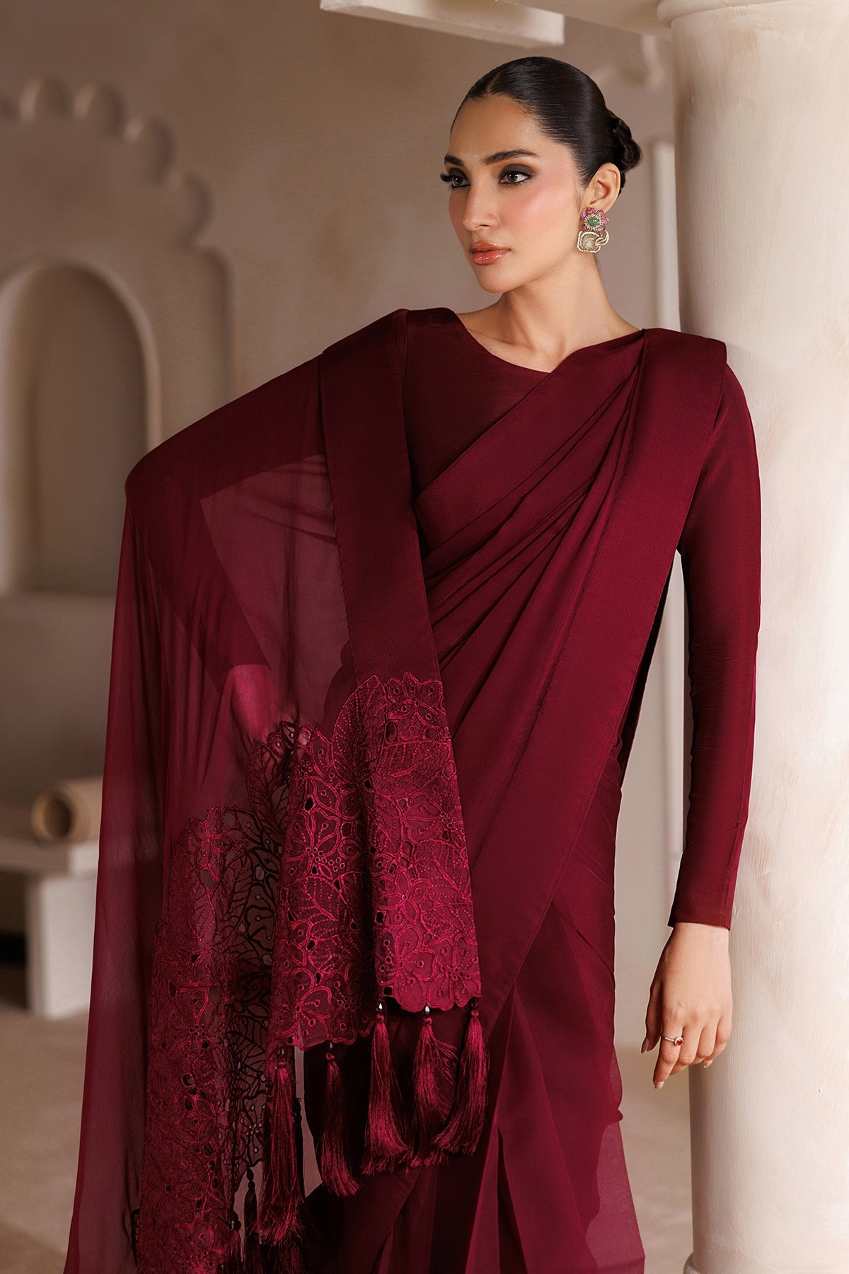 EMBROIDERED CHIFFON SAREE EN-1395