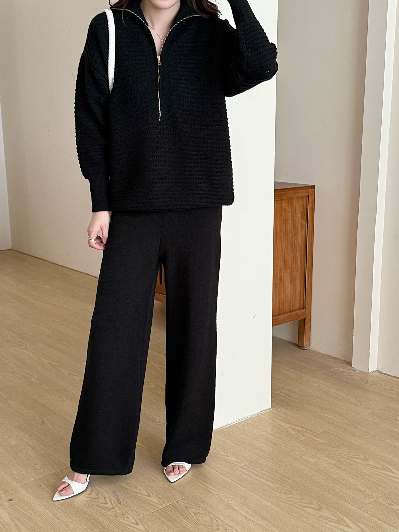 Lolo Knit Detail Suit Black