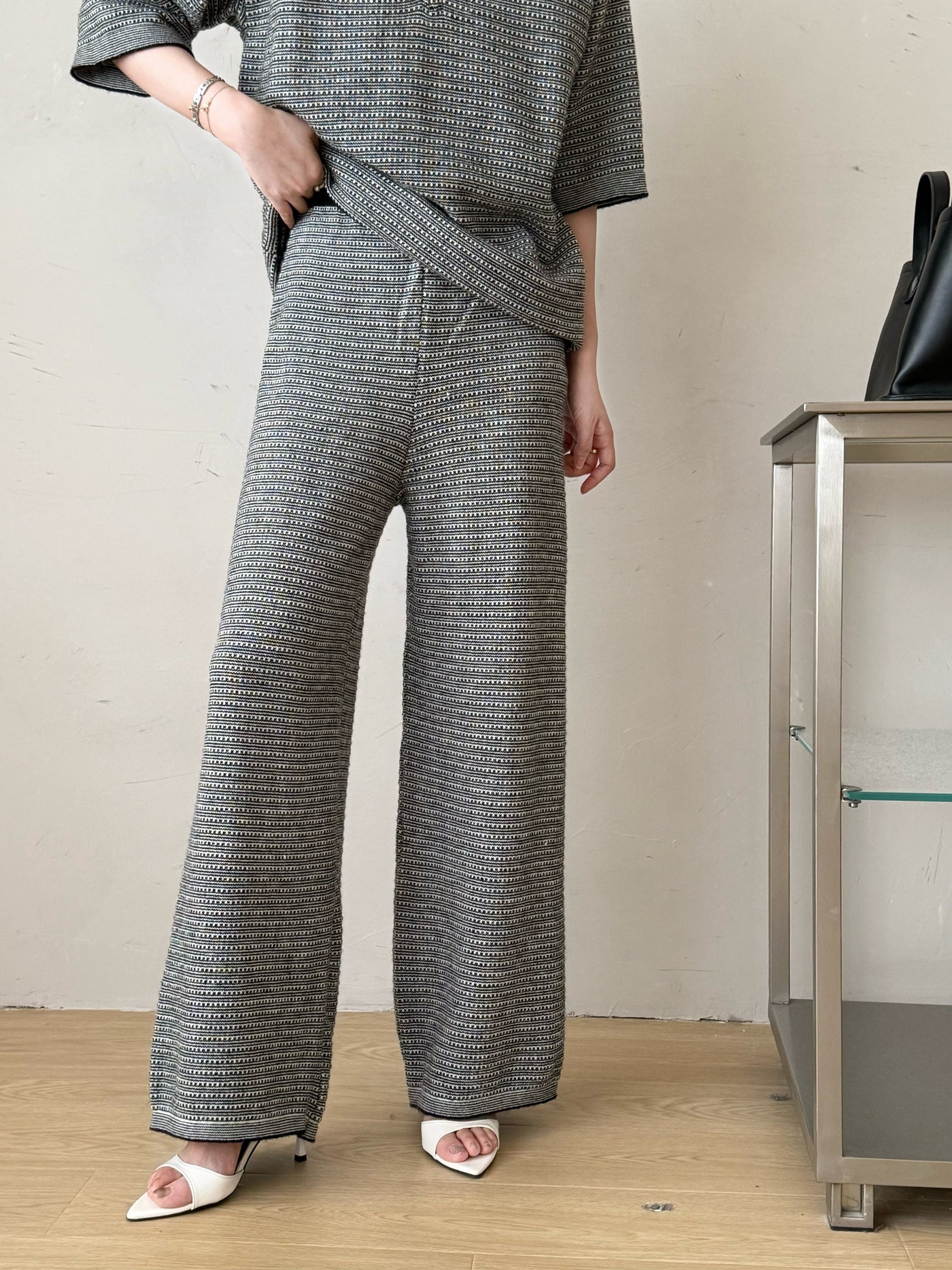 Lolo Knit Detail Suit Black Grey