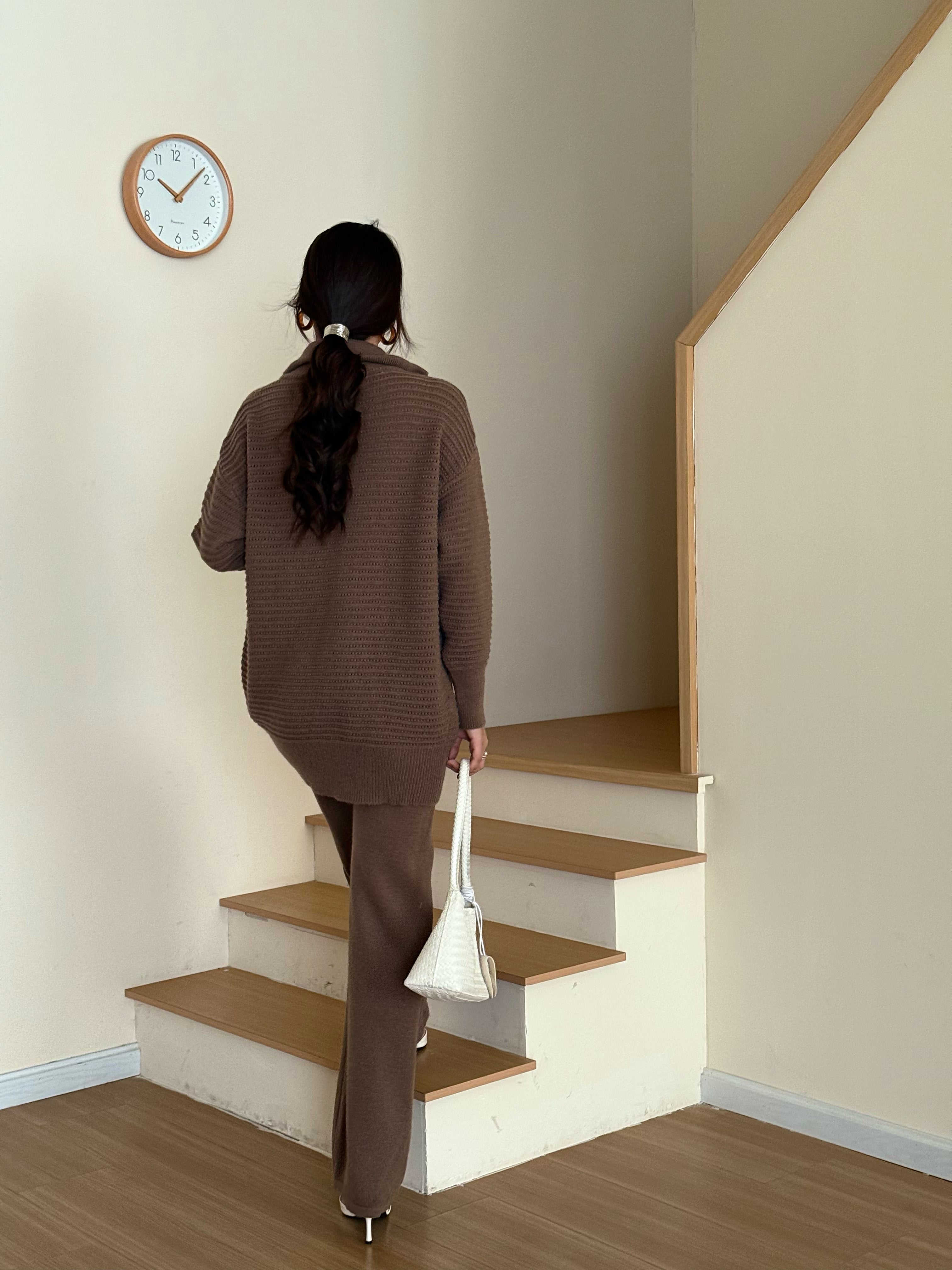 LOLO KNIT DETAIL SUIT BROWN