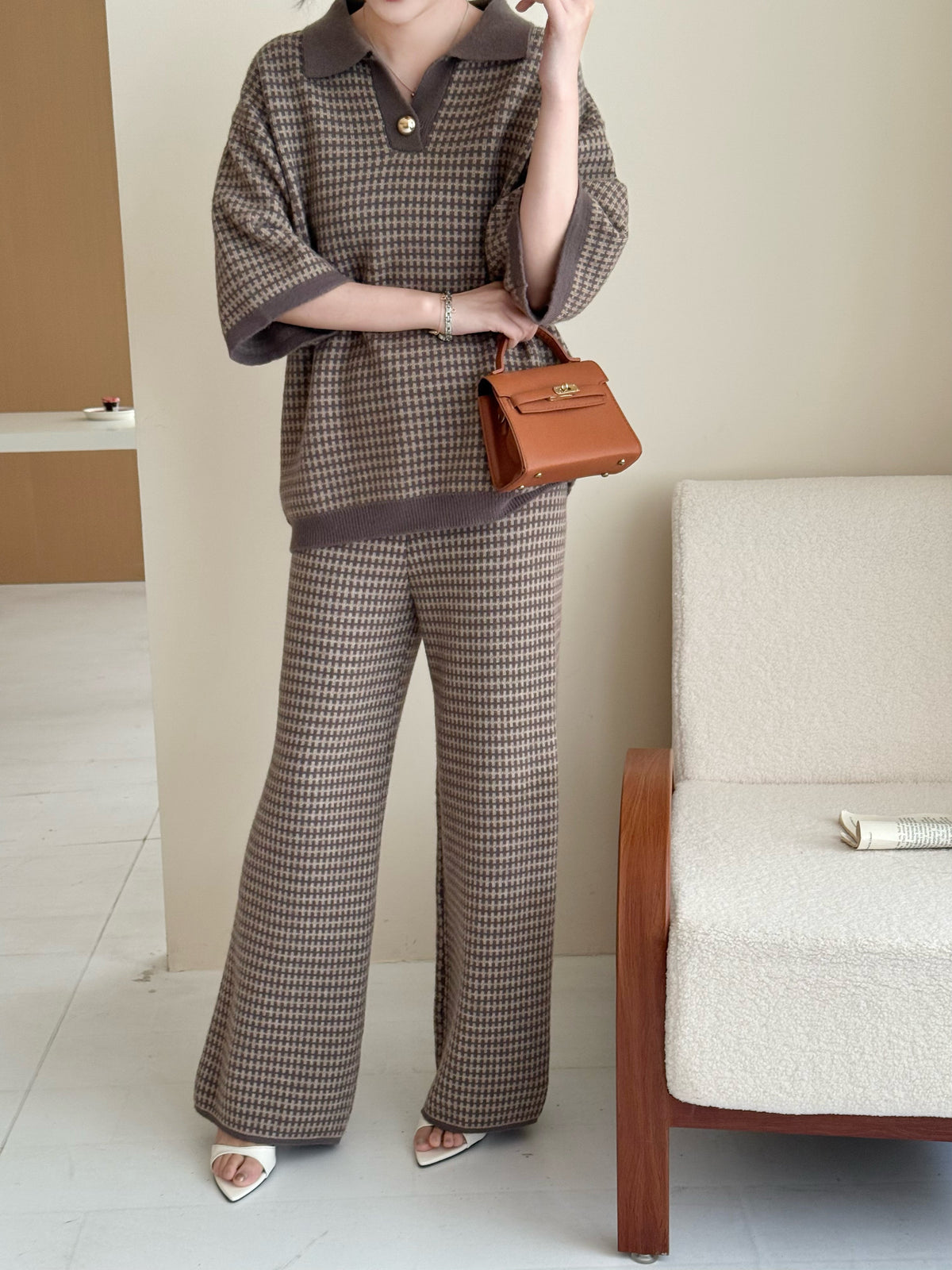Sira Knit Detail Suit Dark Mouse