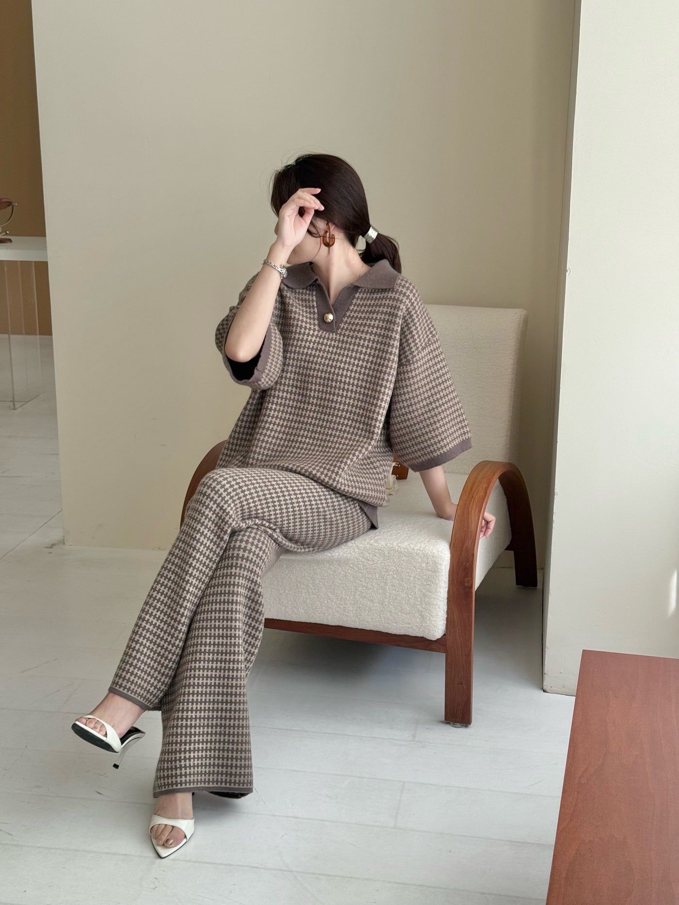 Sira Knit Detail Suit Dark Mouse